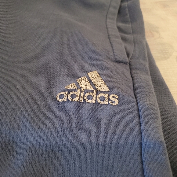 Adidas Blue Cotton Polyester Tapered Fleece Sweat Pants - Picture 2 of 5